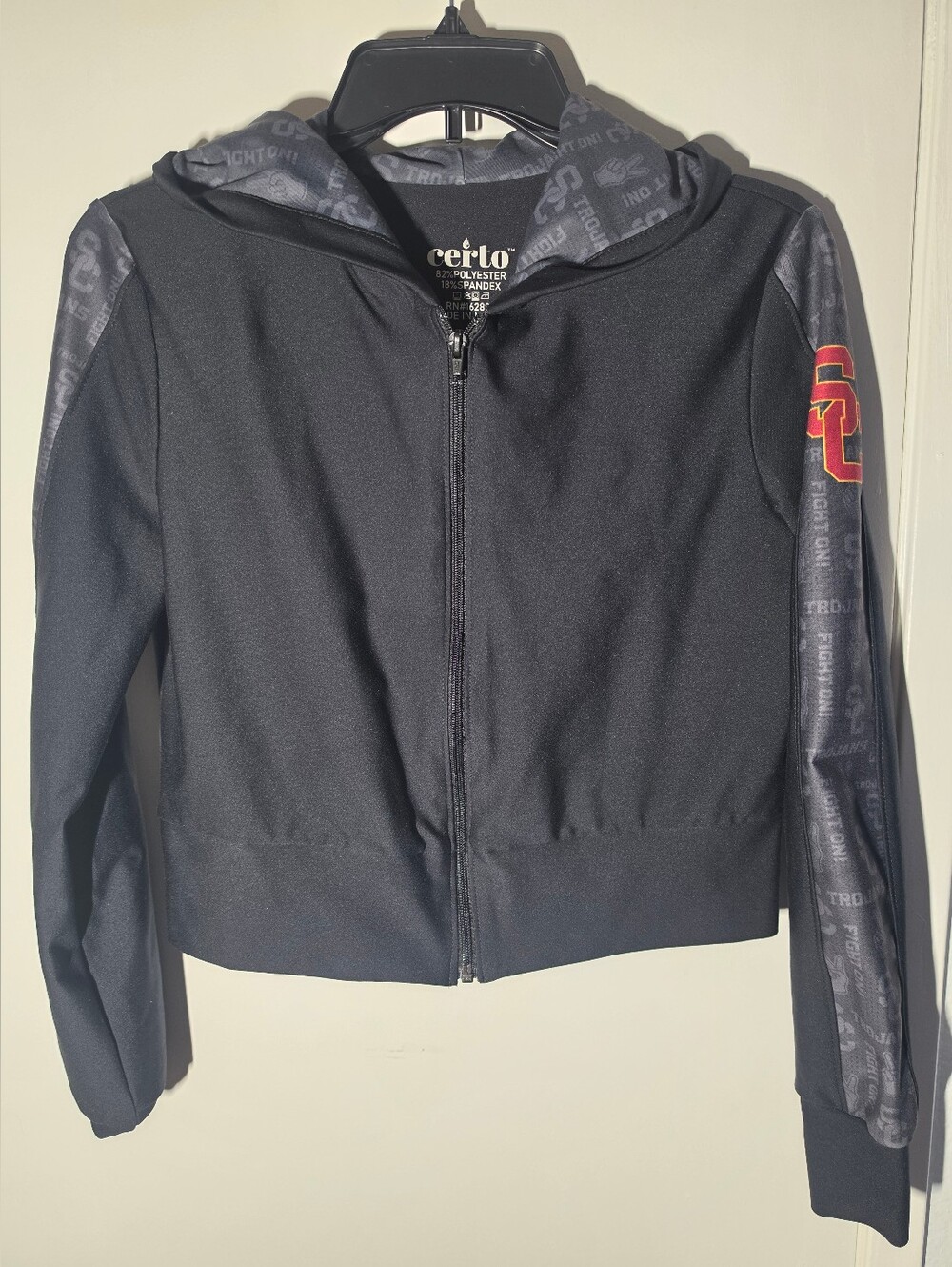 Black Varsity Zip Hoodie Jacket with USC Accent